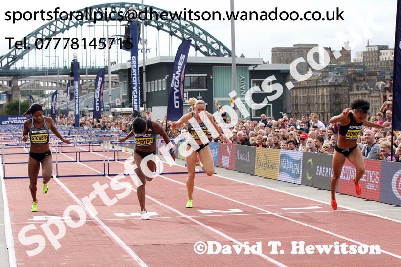 Womens 100 metres hurdles, The Great North CityGames. Photos: David T. Hewitson/Sports for All Pics